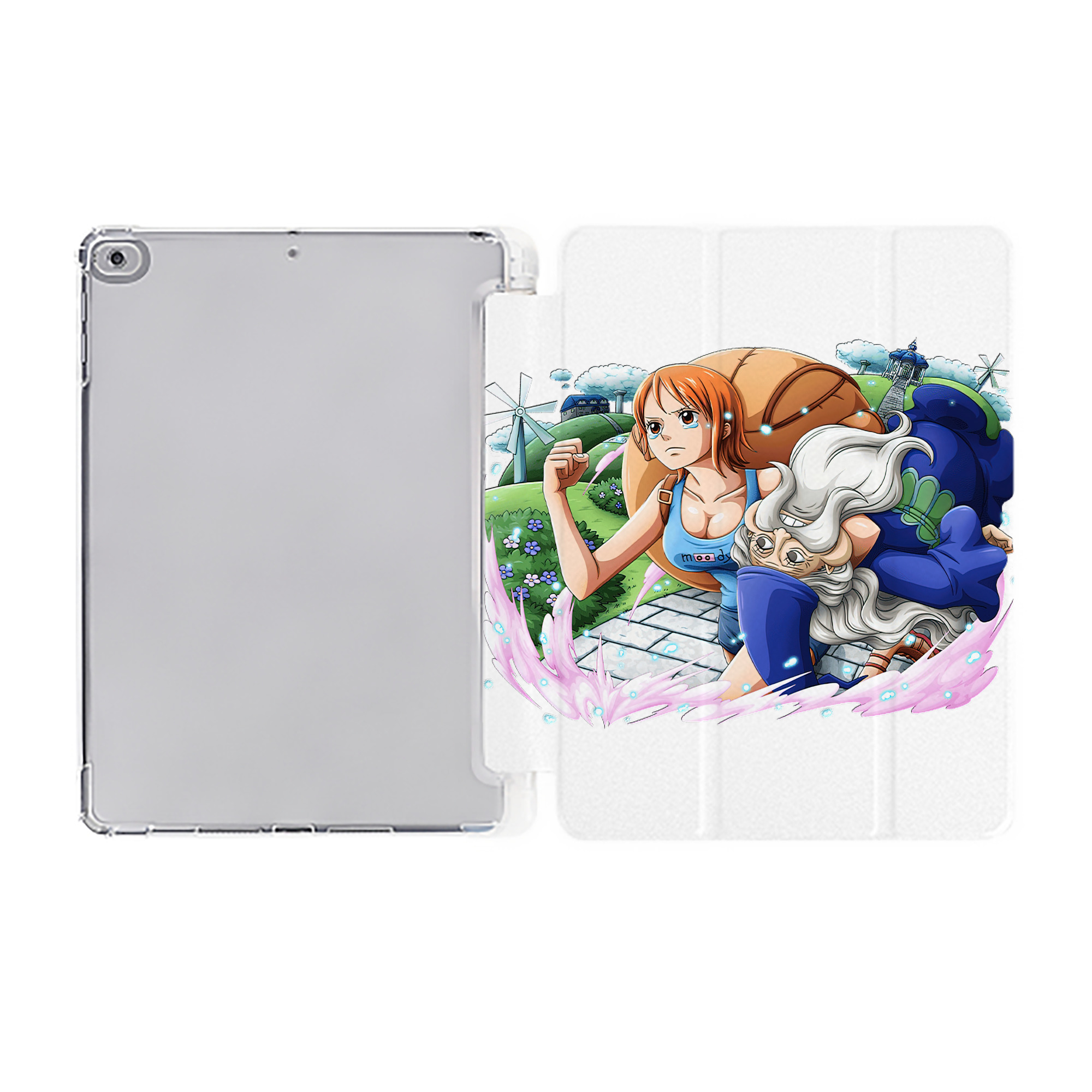 （画像用） ワンピース ナミ ONE PIECE Nami IPad ケース ペン収納付き 三つ折りスタンド PUレザー×シリコン 対応機種9.5/10.5/10.9インチ
